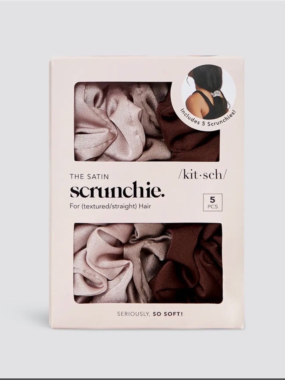 Kitsch Satin Scrunchie Set - Dusty Pink & Chocolate price firm